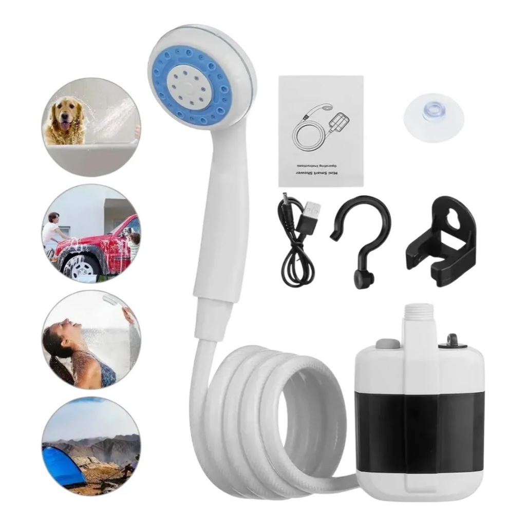 Chuveiro Portátil Para Acampamento Recarregável USB Para Camping viagens opção 2200 ou 6000 mAh em Oferta na Shopee