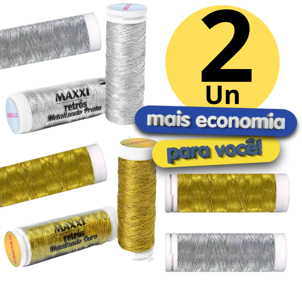 Linha de Costura Metalizada Maxxi Retrós Ouro e Prata | Dourado em Oferta na Shopee