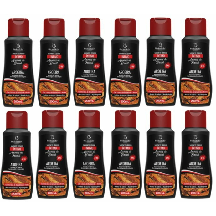 Kit 12 Sabonete Íntimo Aroeira Aromas do Brasil Bio Instinto 200ml