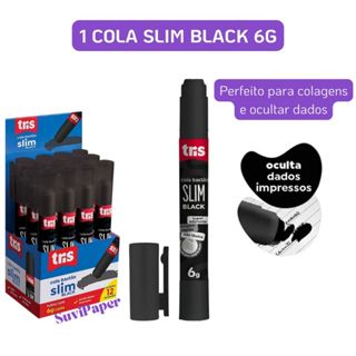 Cola Bastão Tris Slim Black 6g 2 em 1 – 1 Unidade Cola Preta que Oculta Dados Impressos em Oferta na Shopee
