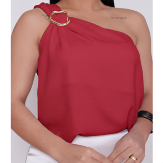 Blusa Feminina Elegante Duna Premium  Nula Manga Com Fivela Dourada Estilosa Tendência PrimaveraVerã em Oferta na Shopee