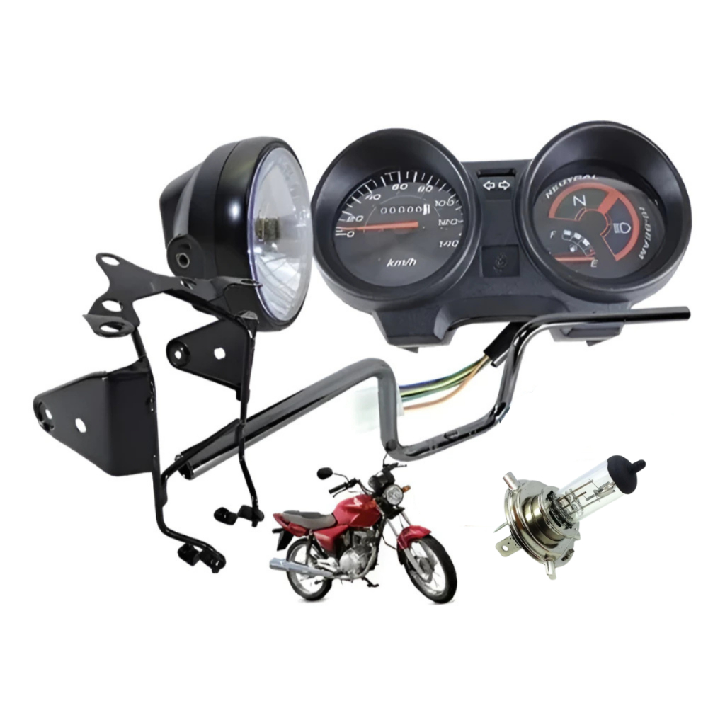 Painel Completo Lâmpada Farol Cg Titan 150 2004 2005 2006 2007 2008 Bloco Optico Suporte Farol em Oferta na Shopee
