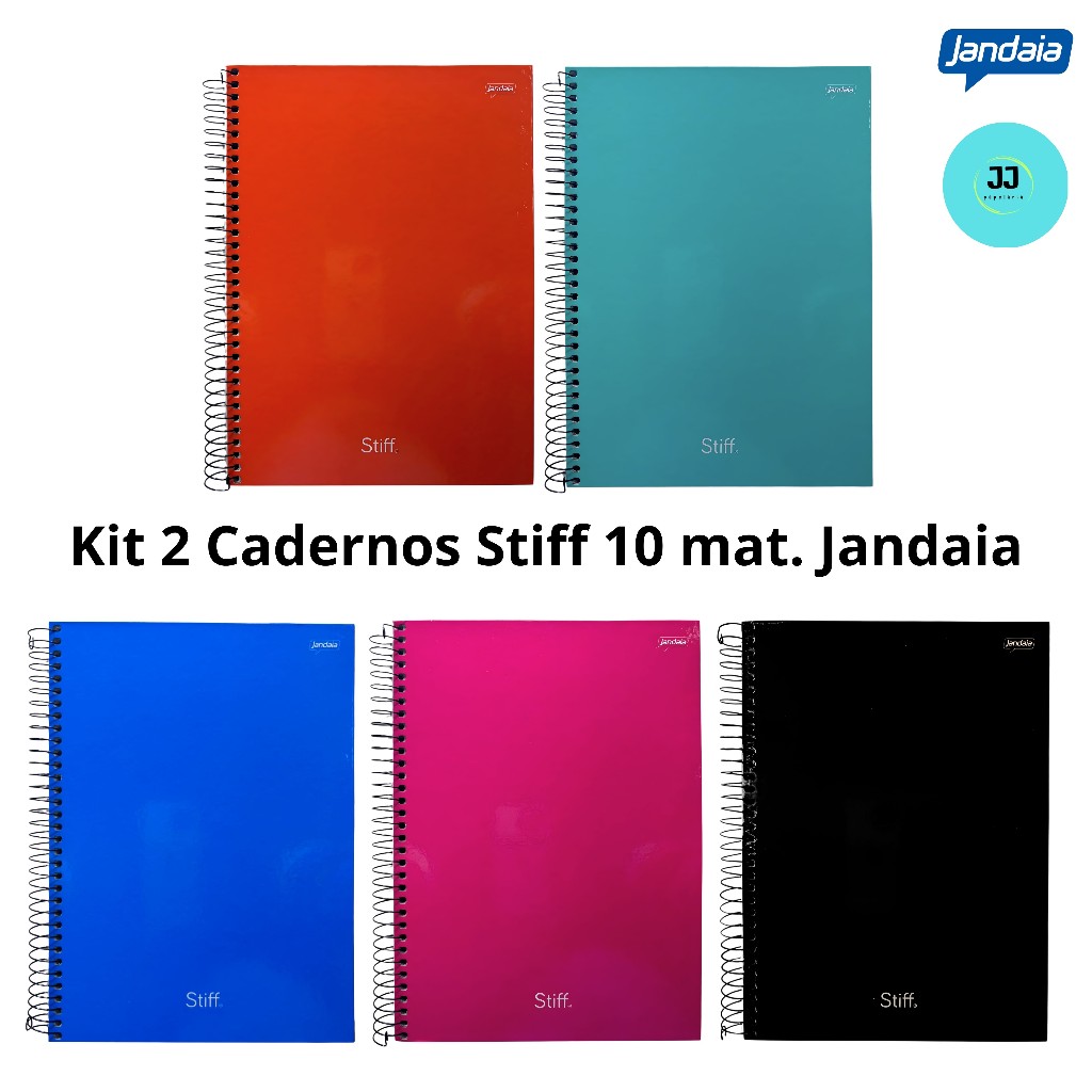 KIT 2 CADERNOS CAPA DURA 10 MATERIAS 160 FOLHAS STIFF CORES em Oferta na Shopee