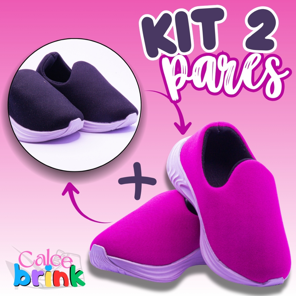 Kit com 2 Tênis Infantil Calce Fácil – Para Meninos e Meninas | Antiderrapante, Conforto e Facilidade no Dia a Dia!