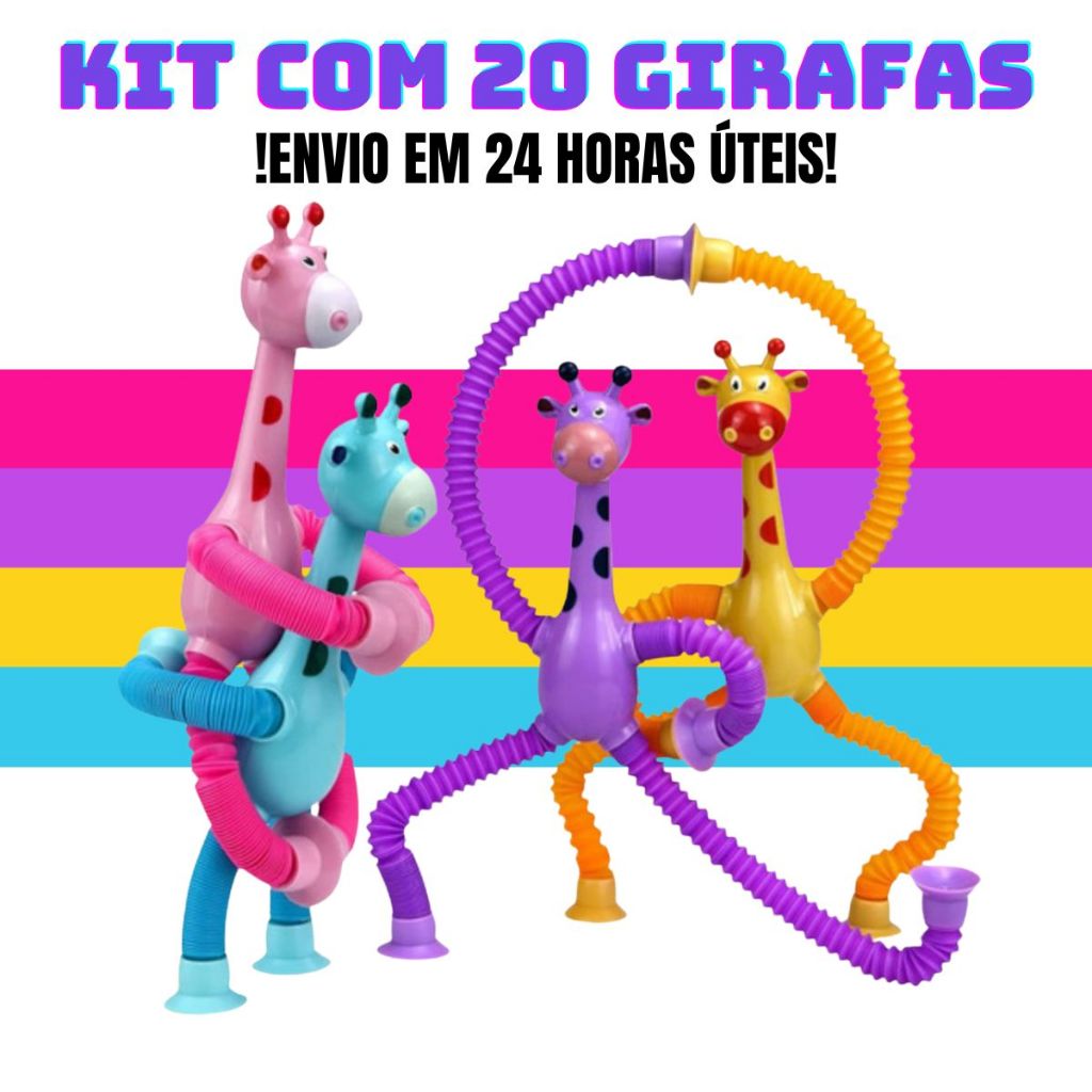 Kit c/20 Tubo Esticado Girafa Brinquedo com Ventosa Led em Oferta na Shopee