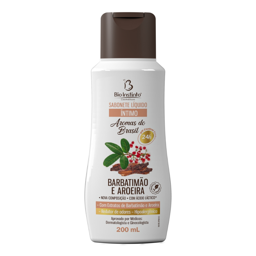 Kit 12 Sabonete Íntimo Barbatimão e Aroeira Aromas do Brasil Bio Instinto 200ml