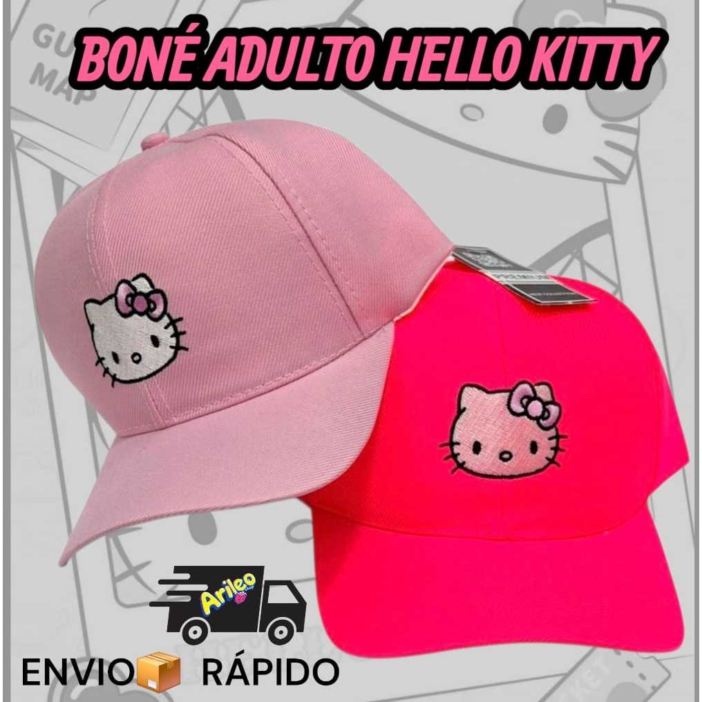 Boné Adulto Hello Kitty Feminino Estilo Casual | Ajustável | Cores Rosa e Pink | Moda Tumblr em Oferta na Shopee