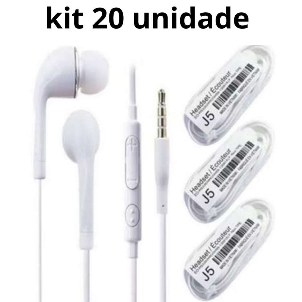 kit 20  Fone De Ouvido Estéreo Com Microfone J5 tamanho 3.5mm atacado em Oferta na Shopee