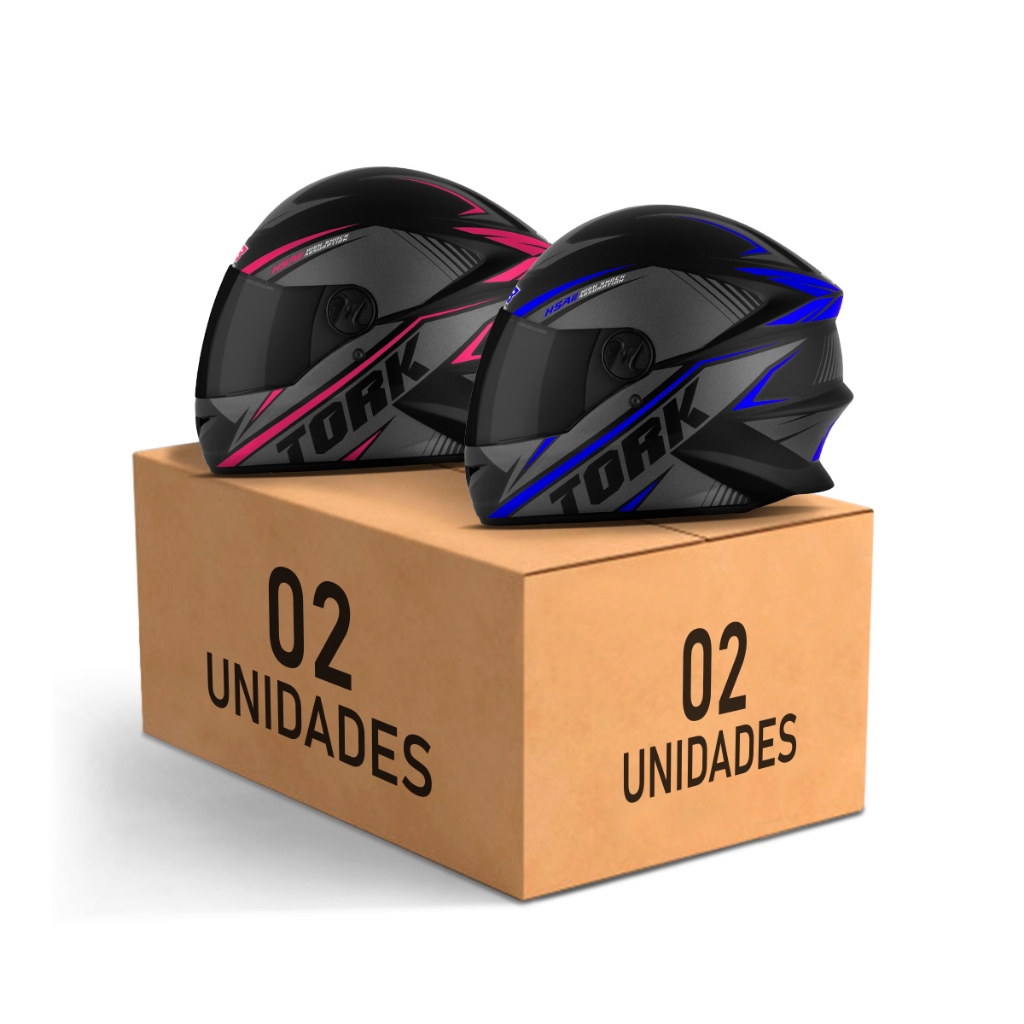 Kit 2 Capacetes R8 Fechado Moto Viseira fumê Cores Rosa Azul Prata Vermelho em Oferta na Shopee