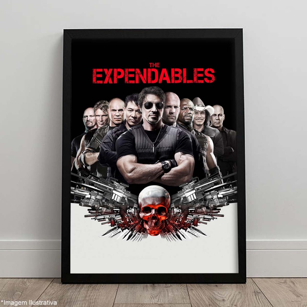 Quadro Os Mercenários Filme Sylvester Stallone Pôster C/ Moldura A4 e A3