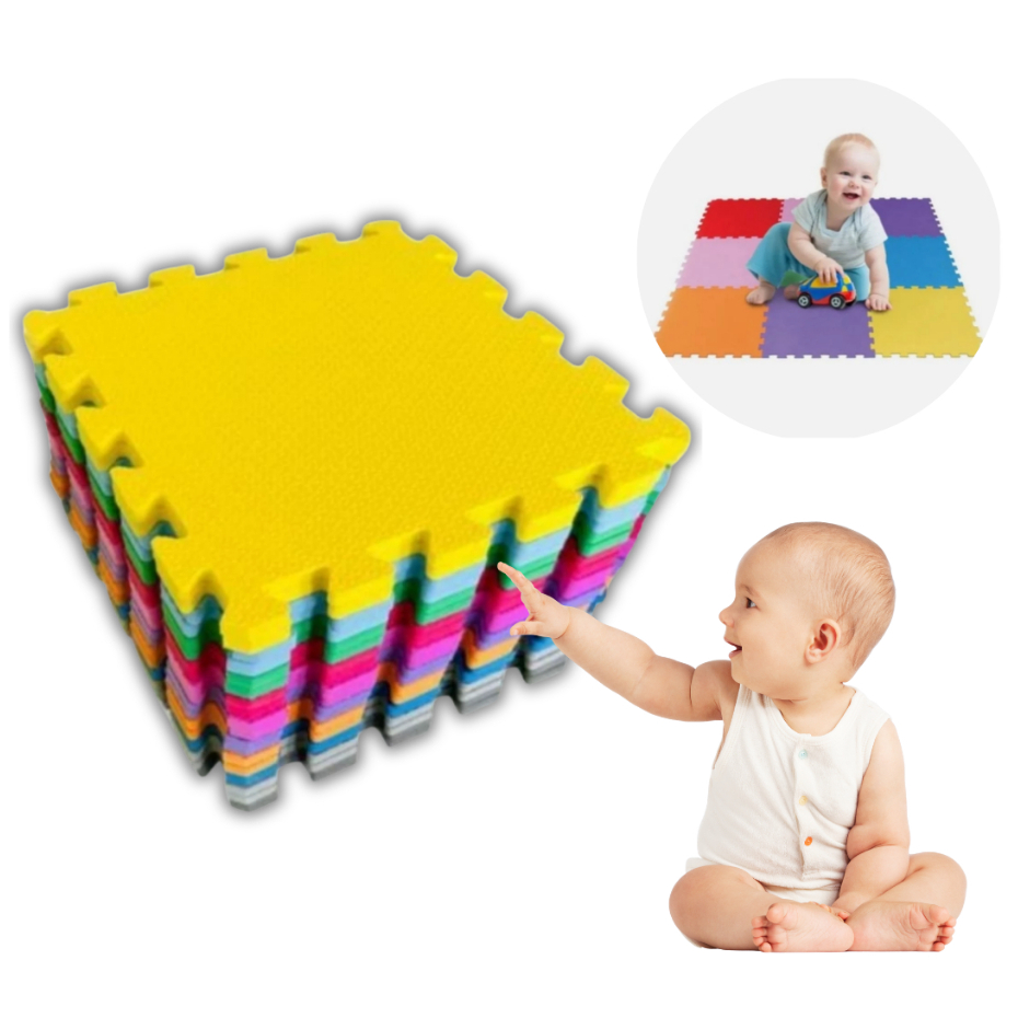 Kit 12 Tatames Tapete Eva Infantil Bebe Colorido Economico 33x33 5mm