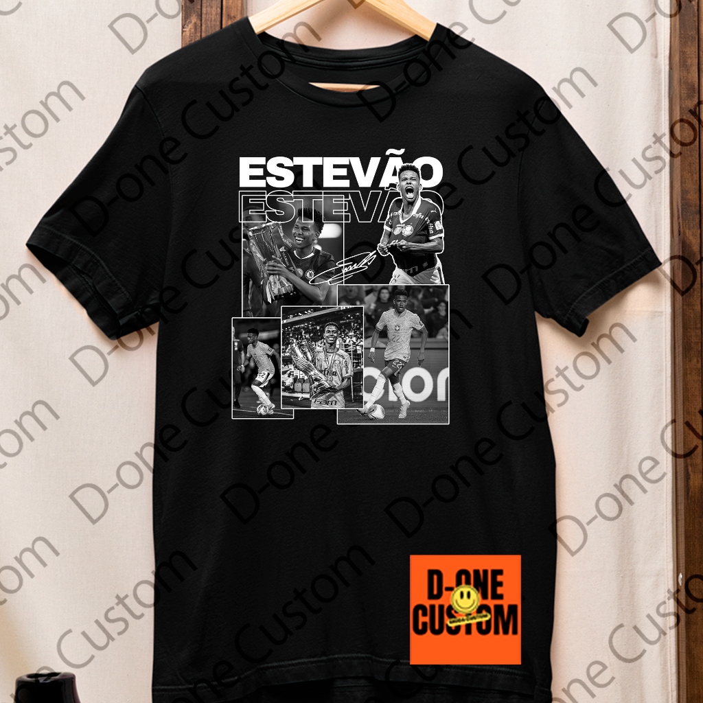 Camisa Camiseta Estevão Frente Peita Estampada Time Futebol Homenagem Estilo Casual Esportivo Street