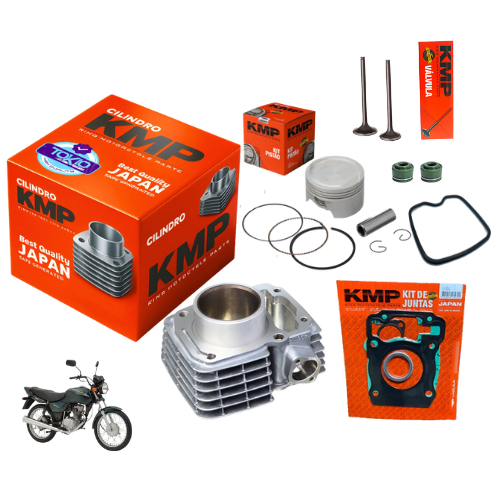 Kit Cilindro Motor Completo KMP+Pistão+Válvulas+Kit A+Guarnição Tampa Válvula+Retentor Válvula Titan/Fan/Cargo 2002-2008