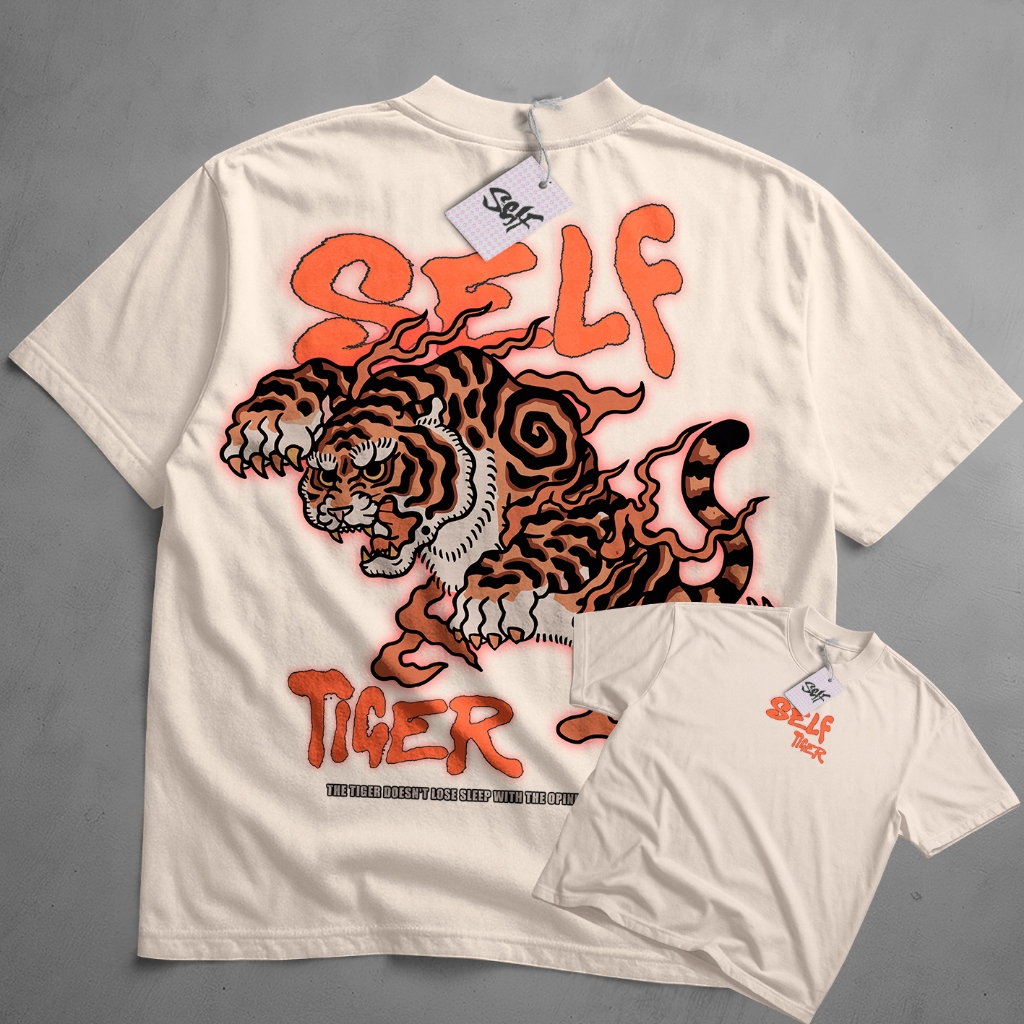 Camiseta Oversized Self Control Tiger Color StreetWear Casual Urban Tigre Desenho Fire Style em Oferta na Shopee