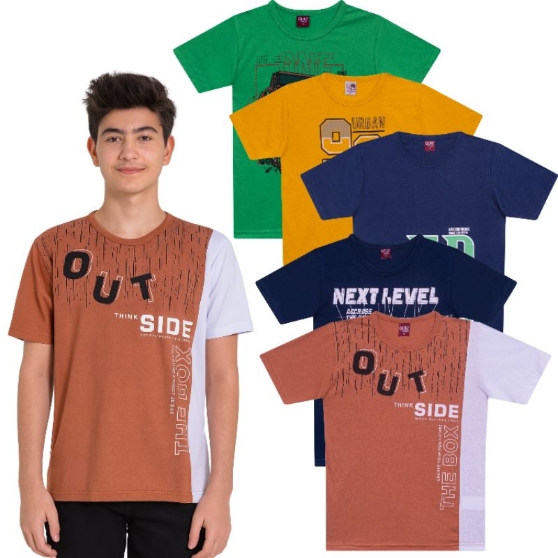Kit 5 Camisetas Menino Juvenil - Roupa de Verão Menino Juvenil - Combo 5 Camisetas Menino