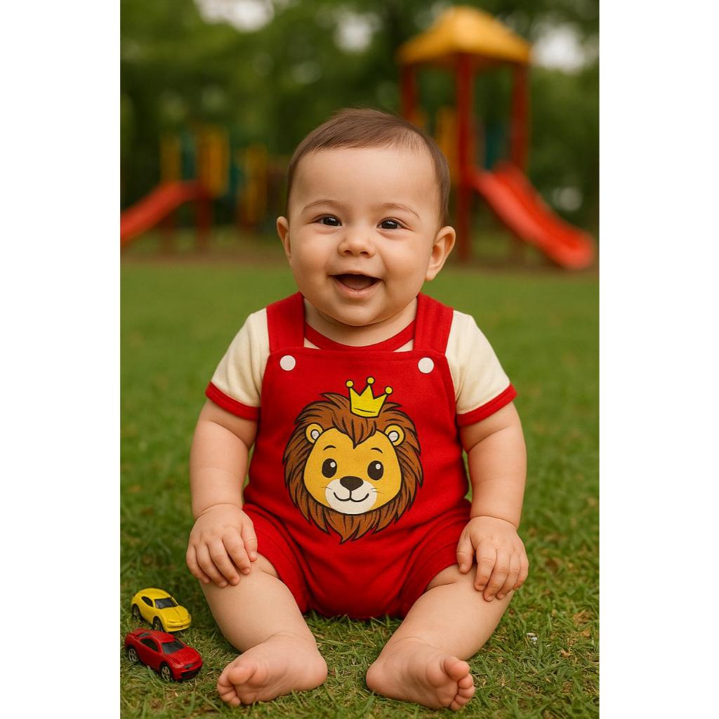 Conjunto Macacão Jardineira + Camiseta de Ursinho Zebrinha Girafinha ou Bordado Fofo Bebê menino recém nascido