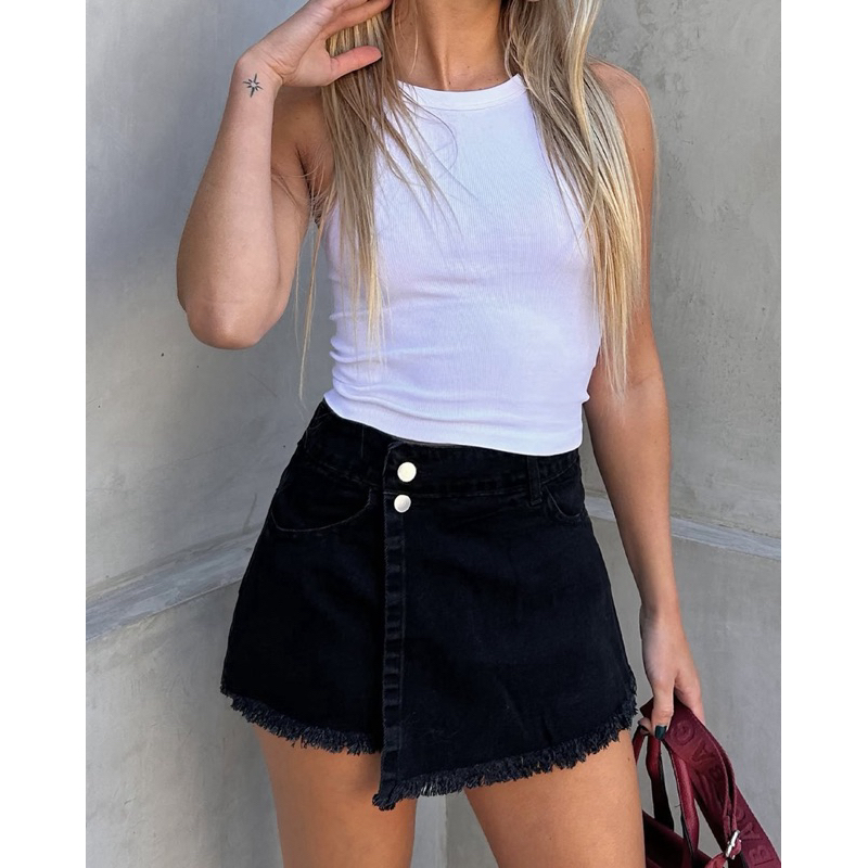 ZOEYA MODERN CHICShorts saia Jeans feminino alça poliamida short saia casual 0068