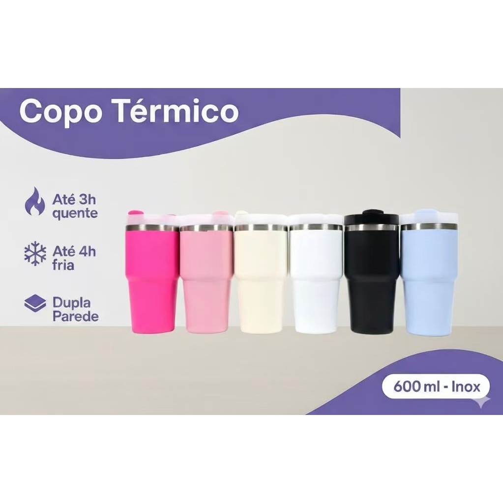 Copo Garrafa Térmica 420/600ml Resistente – Mantém Bebidas Frias ou Quentes por Mais Tempo em Oferta na Shopee