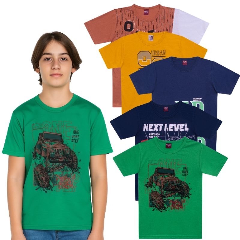 5 Camisetas Masculino Juvenil - Roupa de Verão Menino Juvenil -Jogo 5 Camisetas Menino Juvenil
