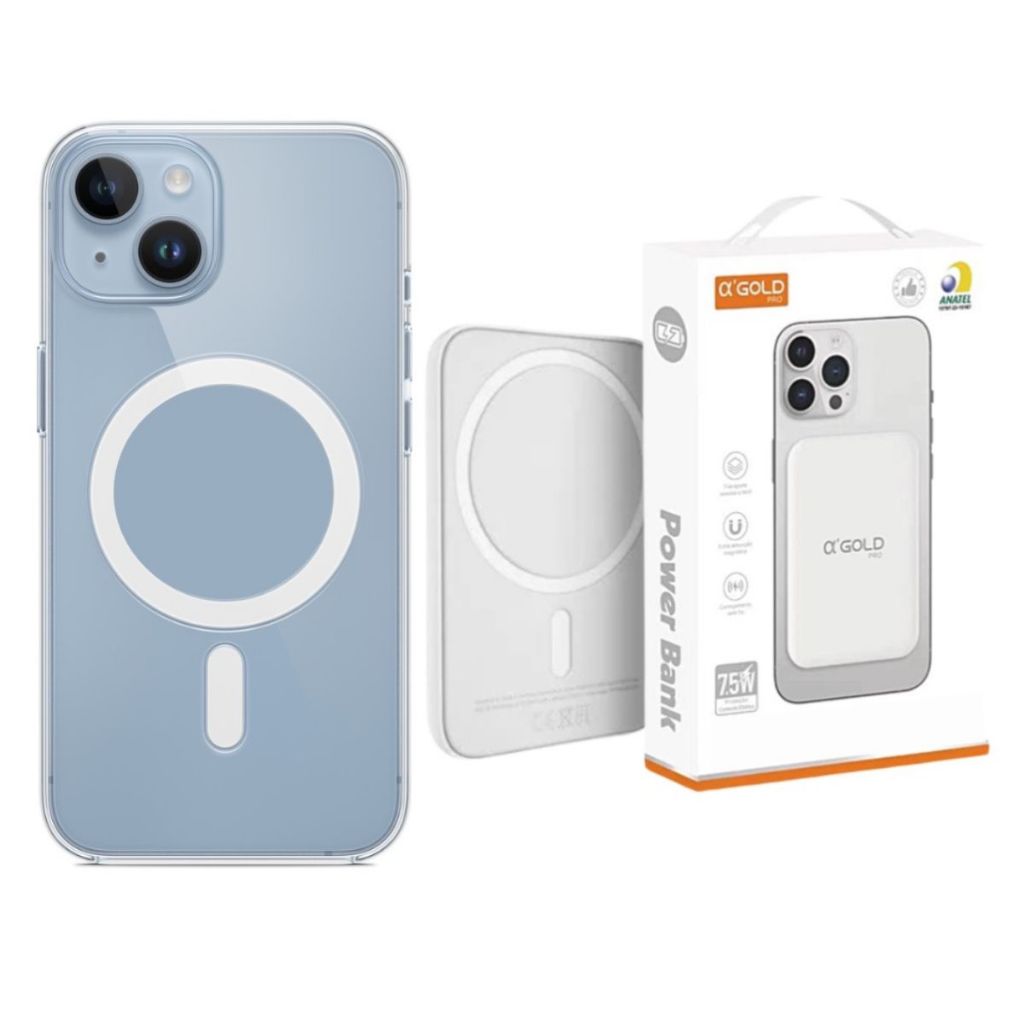 Kit Capa Capinha Magnética + Carregador PREMIUM Sem Fio Indução Para iPhone 11 12 13 14 15 16 17