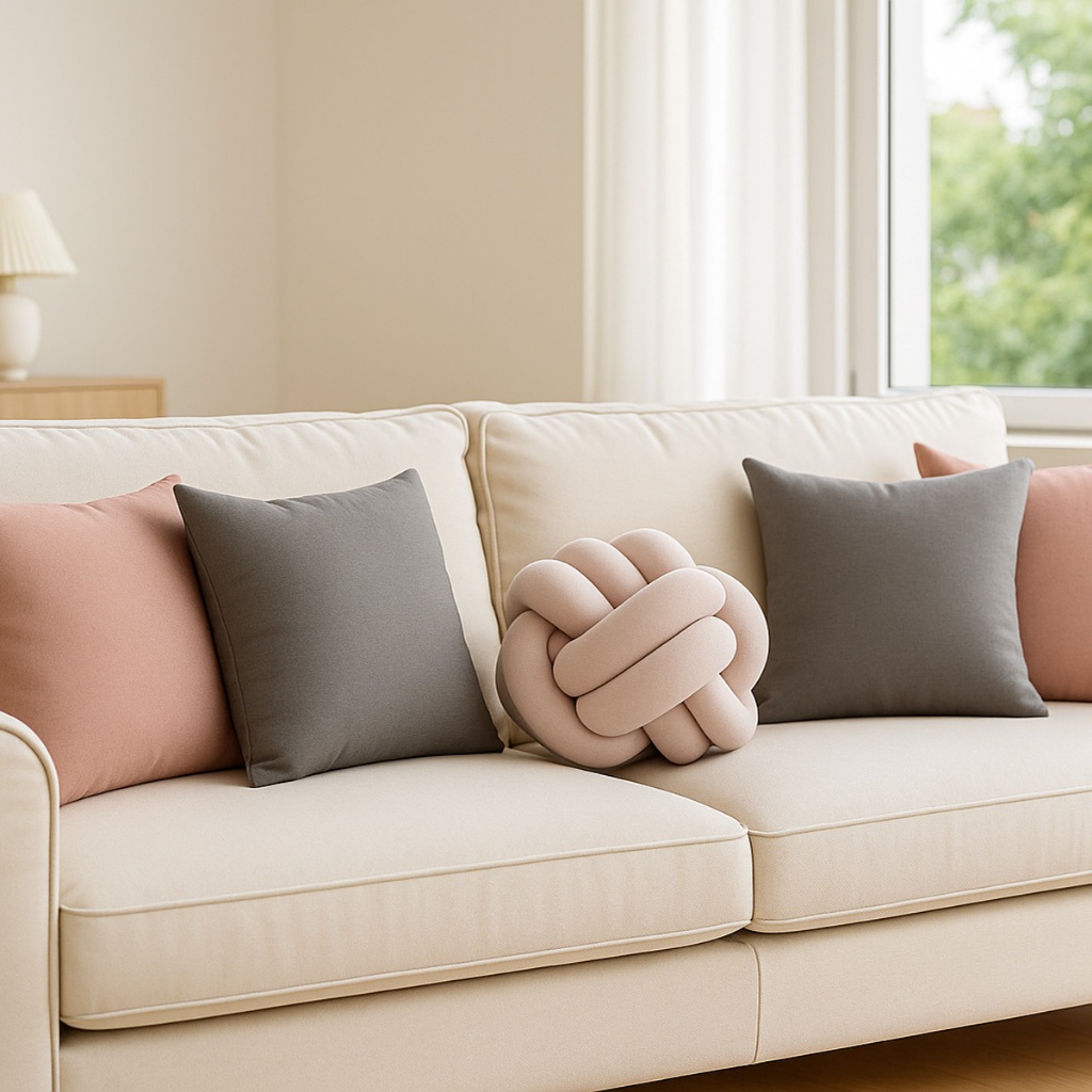 Kit 04 Almofadas Cheias Lisa Mais Nozinho Modernas Simples Coloridas em Oferta na Shopee