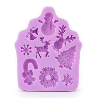 Molde Forma Silicone Natal Rena Árvore Guirlanda Floco Boneco Neve Sino Confeitaria Decoração