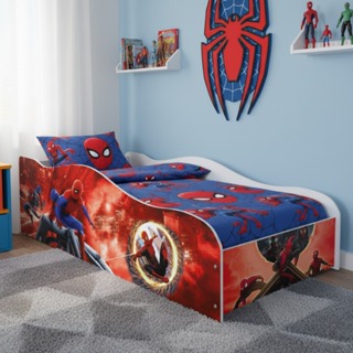 Cama Infantil Adesivada Carro 100% MDF Meninos Spiderman Homem Aranha Com Colchão em Oferta na Shopee