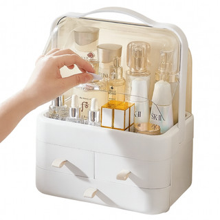 Organizador de Maquiagem com Tampa e Gavetas Porta Cosméticos Luxo, Acrílico Transparente…