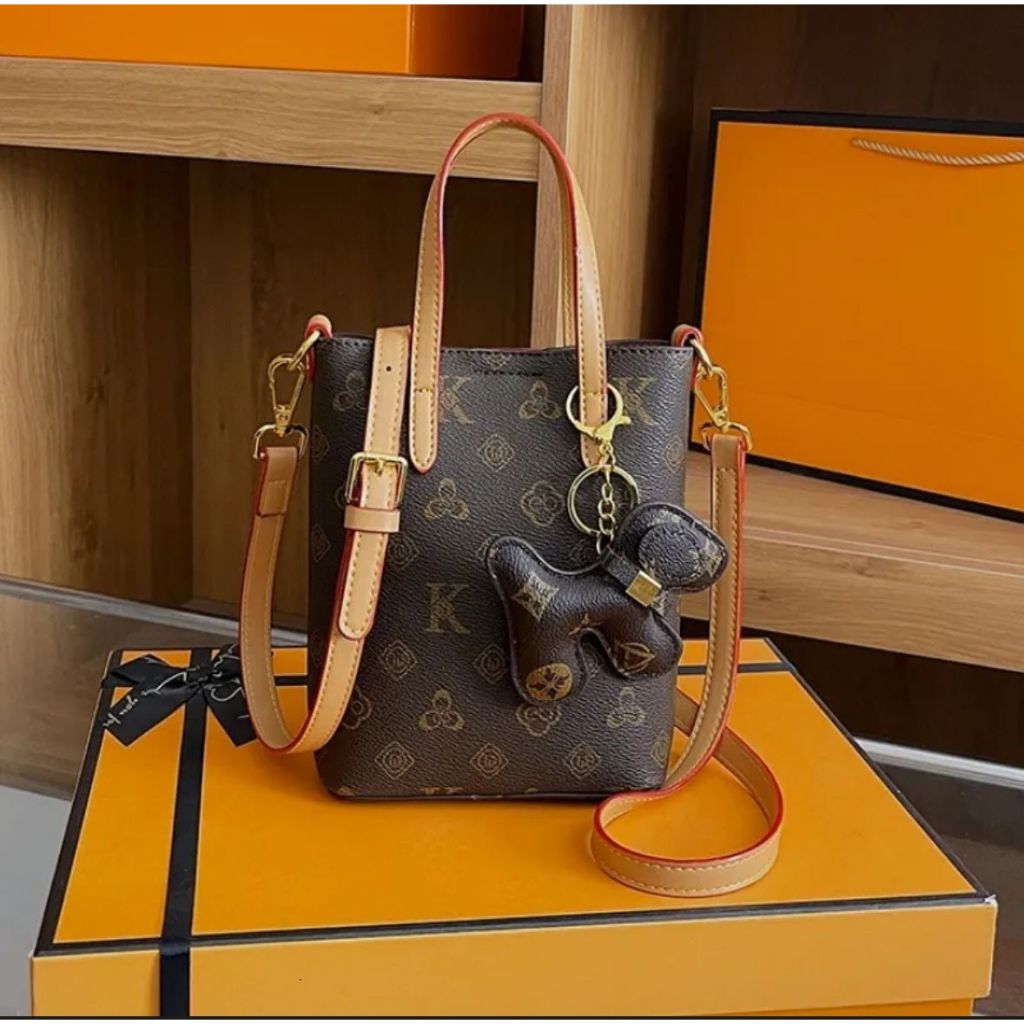 Bolsa balde feminina novo estilo moda Retro impresso saco All-Match contraste cor high-End sentimento senhoras saco