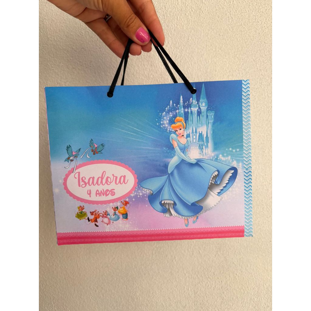 Sacolinha Cinderela Personalizado | Sacolinha | Lembrancinha | Mimos | Aniversário cinderela