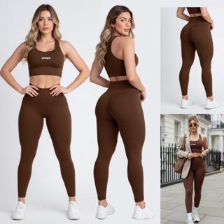 Conjunto Academia Top Fitness e Legging Cintura Alta Zero Transparência Suplex Strep Original em Oferta na Shopee