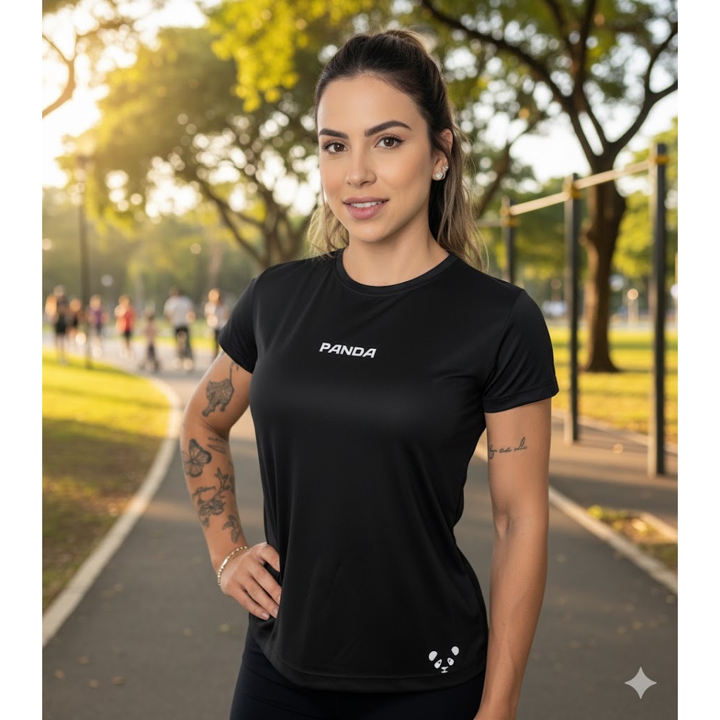 camiseta panda baby look feminina dri fit para academia/treino/corrida (BL01) em Oferta na Shopee