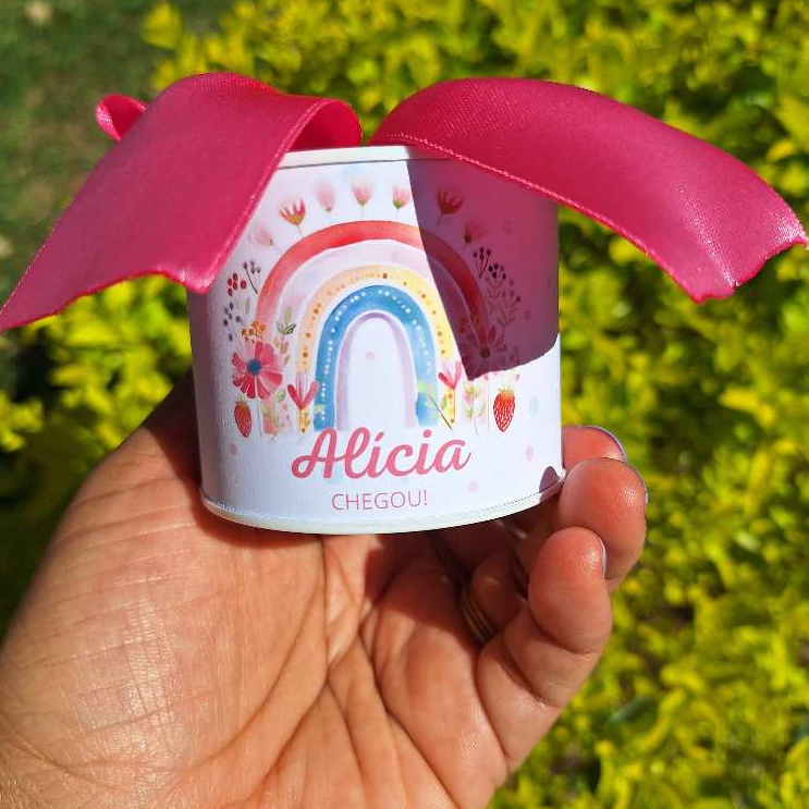 Kit tubolatas personalizadas Arco Iris 5x6 *Lembrancinha maternidade e Festa infantil*Chá de bebe*ANIVERSARIO*