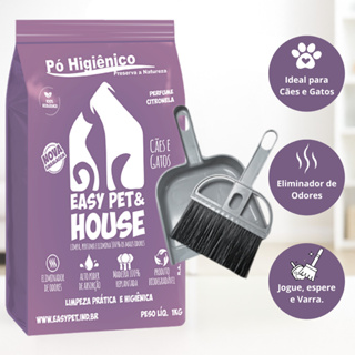 Pó Higiênico Easy Pet & House 1kg – Elimina Odores, Ecológico | Kit com Pá e Vassourinha Sortida em Oferta na Shopee