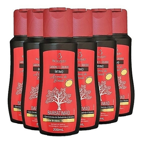 Kit 6 Sabonete Íntimo Barbatimão Aromas do Brasil Bio Instinto 200ml