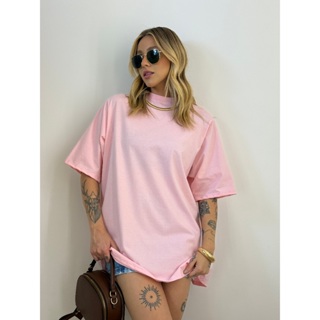 Blusa Feminina Camiseta T-shirt Oversized Over Estilosa Básica Blusinha 100% Algodão Blusas Premium em Oferta na Shopee