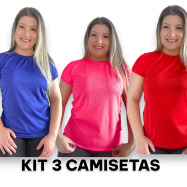 Kit 3 Camiseta Baby Look Fit Feminina Academia Corrida em Oferta na Shopee