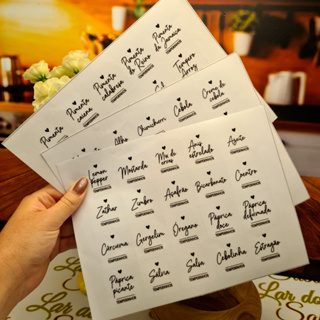 Kit 60 Etiquetas Transparentes para Temperos Adesivos Decorativos Impermeável Design Minimalista 4x4 Cm em Oferta na Shopee