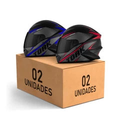 Kit 2 Capacetes R8 Fechado Pro Tork Com Viseira Fumê Masculino Feminino Diversas Cores Com Promoção