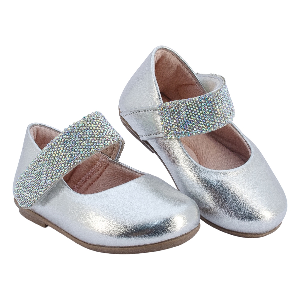 Sapatilha Neném Menina Guty Prata Com Tira Brilho Charme Estilo em Oferta na Shopee
