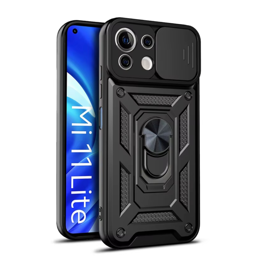 Capa Capinha Preta Com Proteção Nível Militar Com Suporte e Proteção de Câmera Para Mi 11 Lite