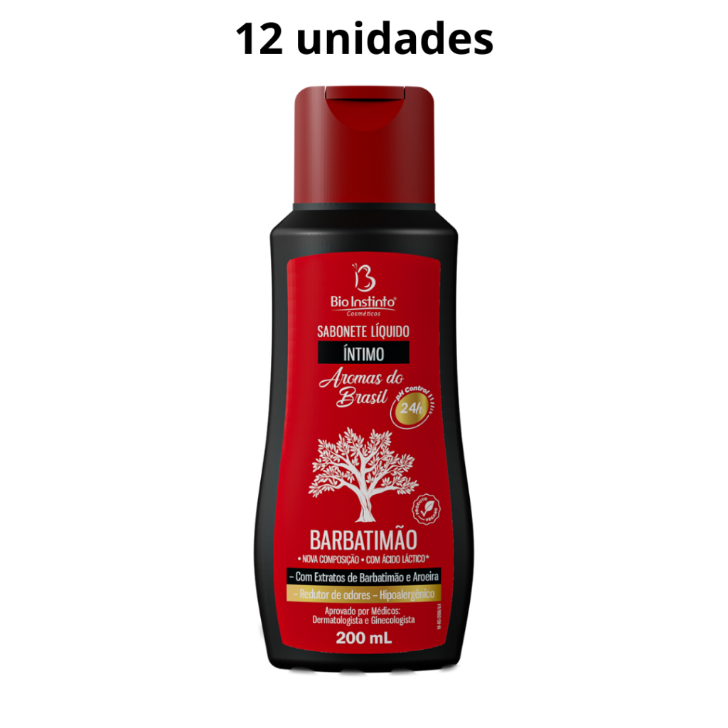 Kit 12 Sabonete Íntimo Barbatimão Aromas do Brasil Bio Instinto 200ml em Oferta na Shopee