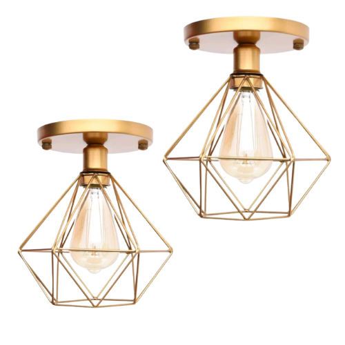 kit 2 lustres Teto Plafon Industrial Aramado Diamante em Oferta na Shopee