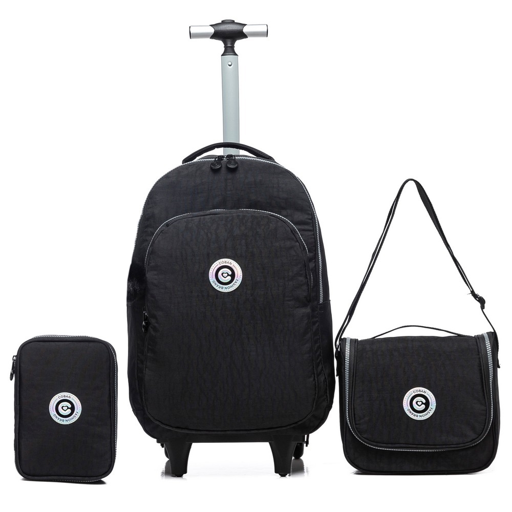 Kit Mochila Coban Carrinho Juvenil Lancheira Estojo Reforçada Escolar - 22 Litros