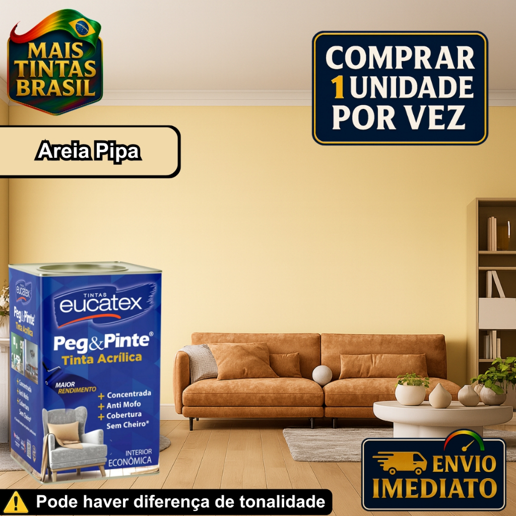 Tinta para Parede Areia Pipa Pegue e Pinte Acrílica Eucatex 18 Litros em Oferta na Shopee