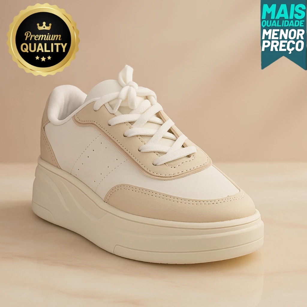 Tênis Feminino Plataforma Tratorada Estilo Sneaker Confortável  Leve Macio Caminhada Escola Faculdade