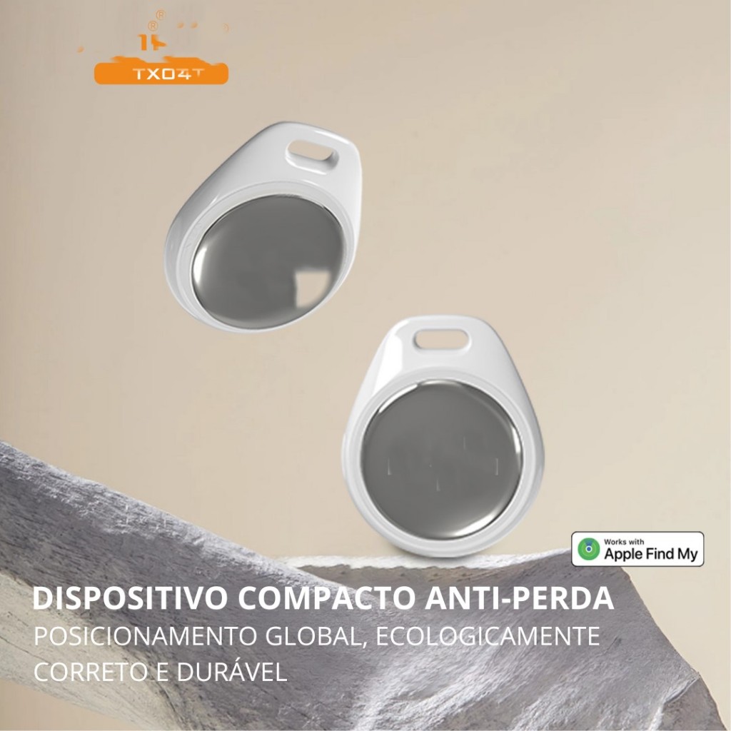 Rastreador Localizador Smart TX04 - Compatível com IOS, Rede Apple Find My (Buscar)-Bateria CR2032 Trocável