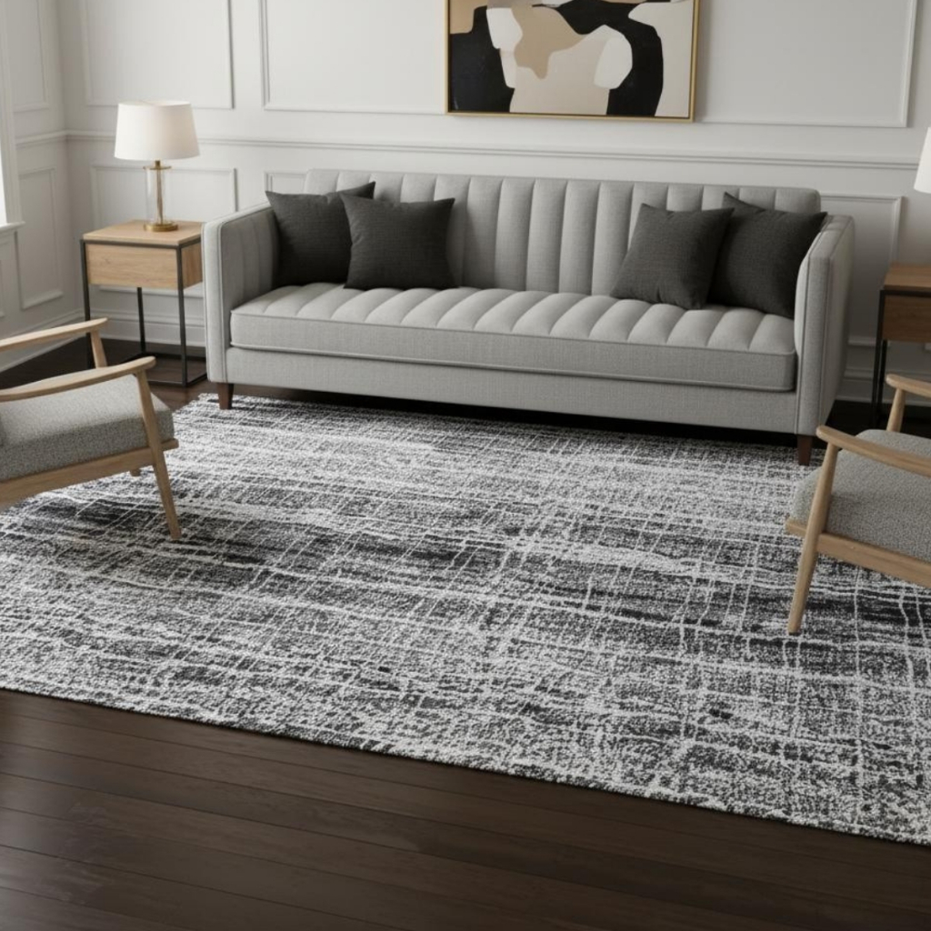 Tapete Jacquard 2,00 m x 1,40 m Antiderrapante Geométrico Sala Escritório Quarto