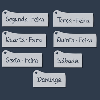 Kit 7 Stencil Molde Dias da Semana para Pintura Semaninha para Artesanato, Tecido, Madeira, Mdf em Oferta na Shopee