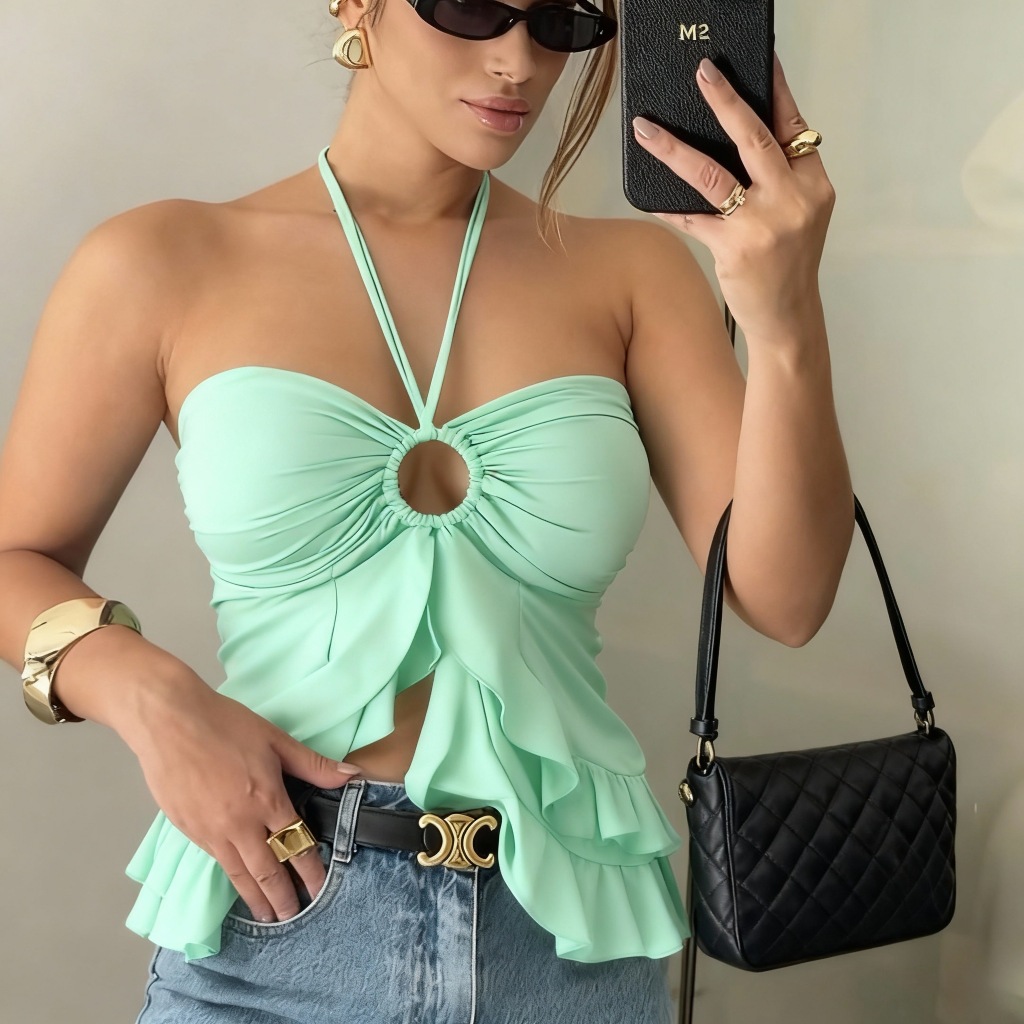 Bata blusa feminina alcinha diversas amarrações busto com bojo estilo cropped candy color promoção carnaval 2026 copa